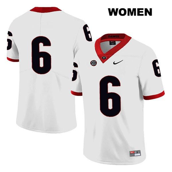 Georgia Bulldogs Women's Otis Reese #6 NCAA No Name Legend Authentic White Nike Stitched College Football Jersey OMC4856ME